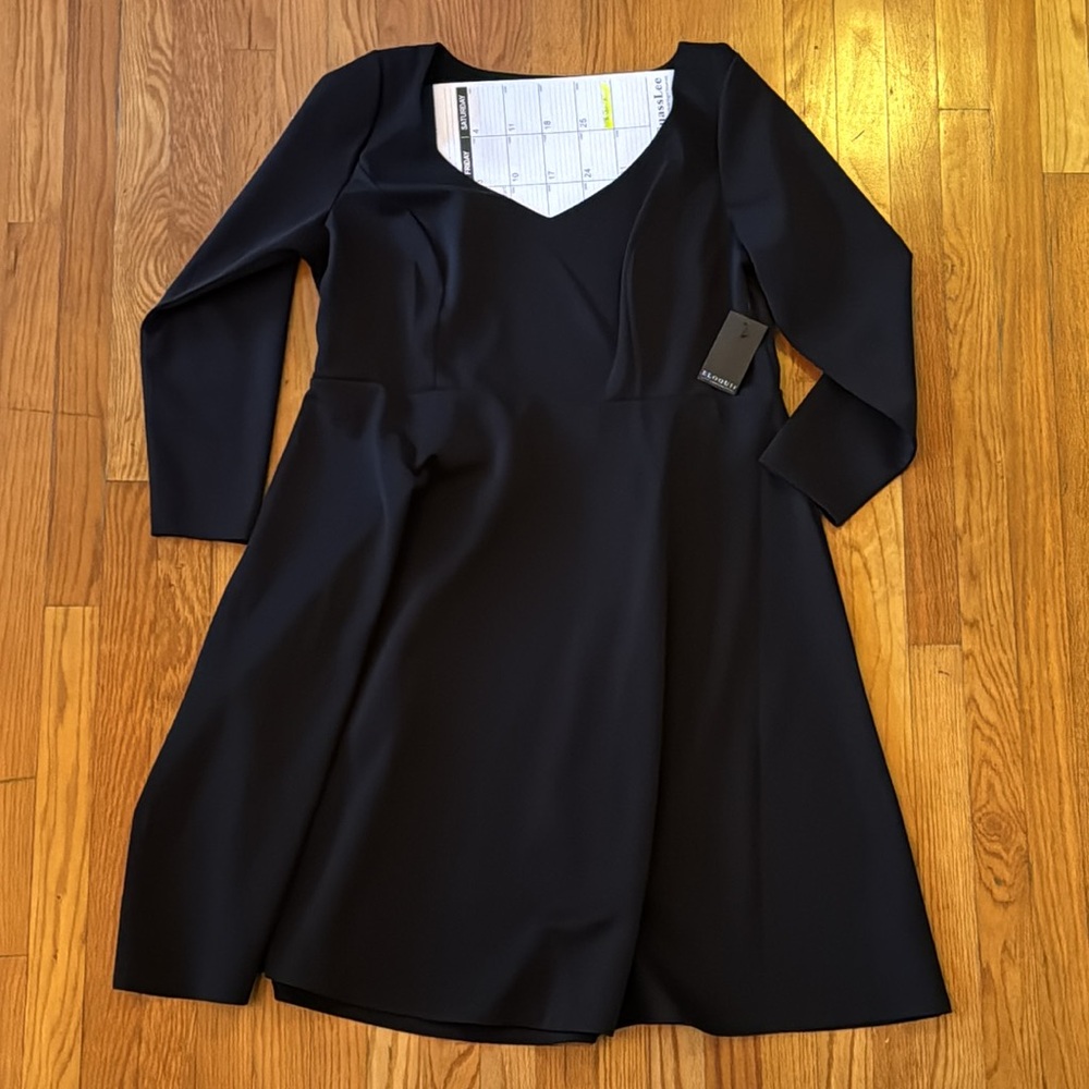 ELOQUII 20 Black Fit & Flare 3/4 Long Sleeve Dress New 20W